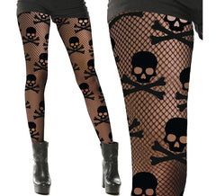Meia-calça arrastão caveira feminina