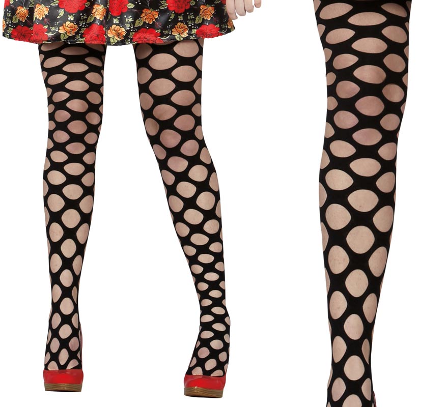 Pantys rejilla malla grande negras adulta