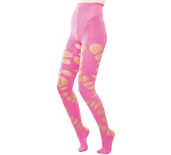 Meia-calça rosa com furos