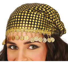 Cachecol Pythoness dourado com moedas para adulto