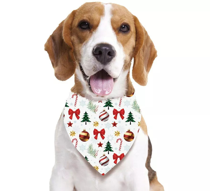 Translation missing: pt-PT.Pañuelo Guirnaldas estampado blanco para perro de 69x35 cm