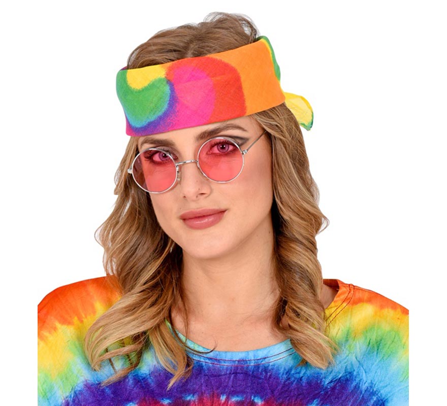 Pañuelo Hippie Tie-Dye multicolor de 55x55 cm