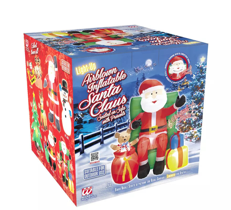 Translation missing: pt-PT.Papá Noel Hinchable con Música, Luz y Movimiento con Ventilador de 122 cm