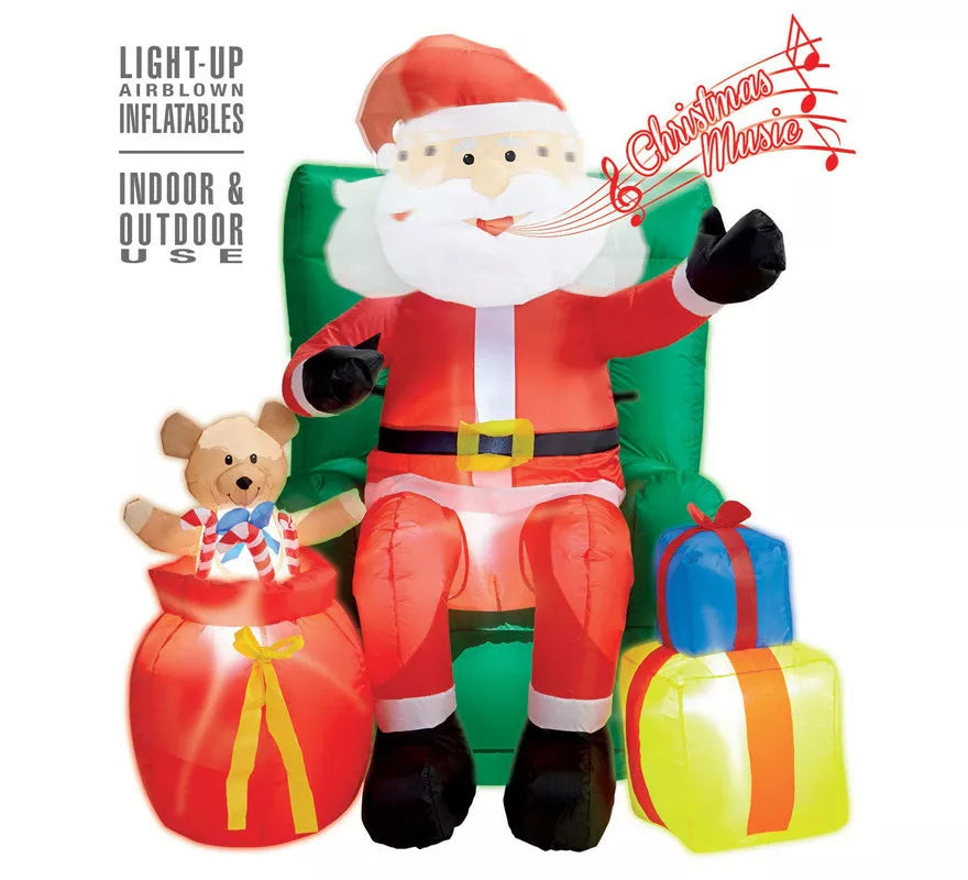 Translation missing: pt-PT.Papá Noel Hinchable con Música, Luz y Movimiento con Ventilador de 122 cm