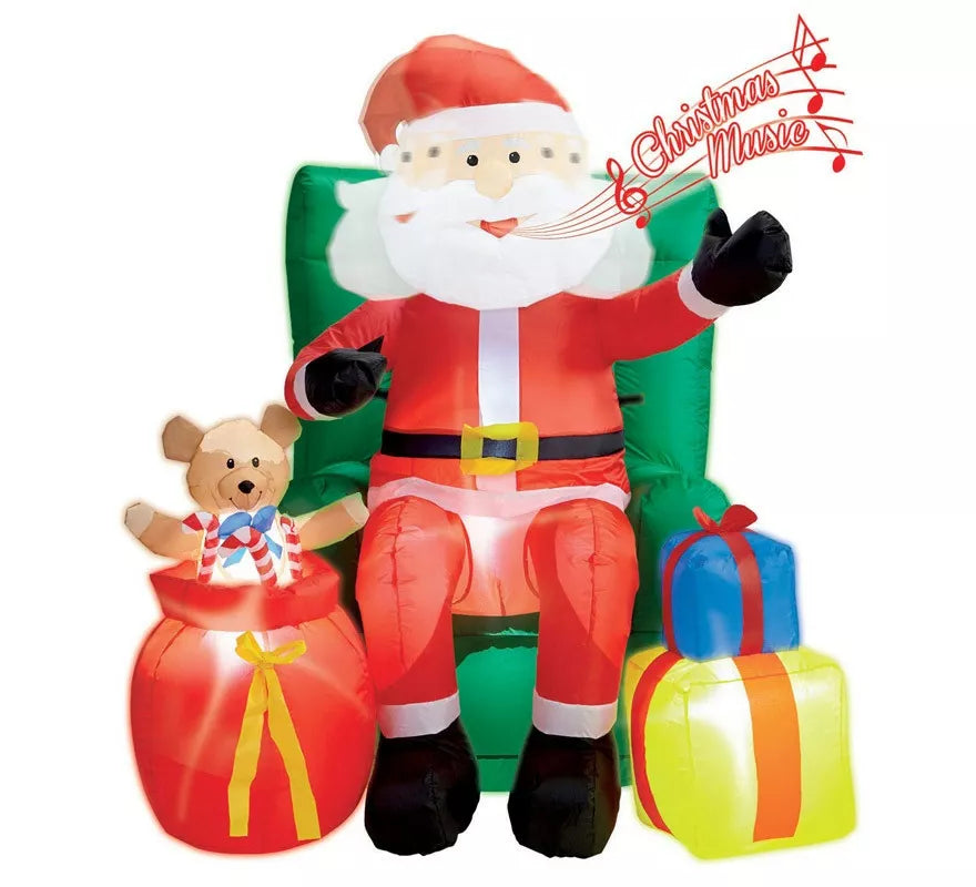 Translation missing: pt-PT.Papá Noel Hinchable con Música, Luz y Movimiento con Ventilador de 122 cm