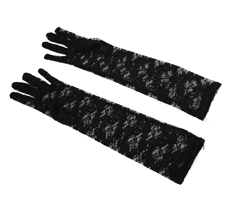Translation missing: pt-PT.Par de Guantes Largos de Encaje negros adulto de 40 cm