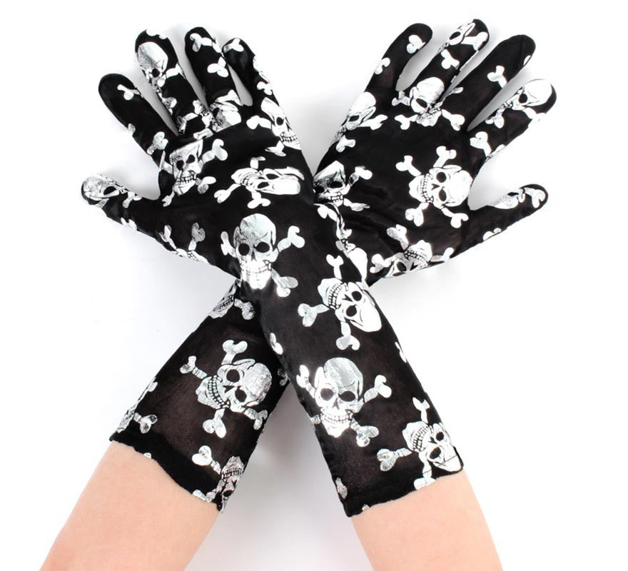Translation missing: pt-PT.Par de Guantes negros con calaveras adulto