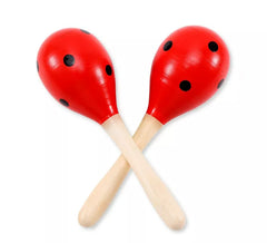 Par de maracas de madeira de 20 cm com bolinhas