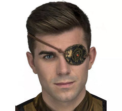 Tapa-olho dourado de Steampunk com rubi