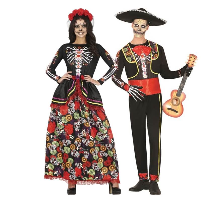 Par de Catrina e Catrin com estampados