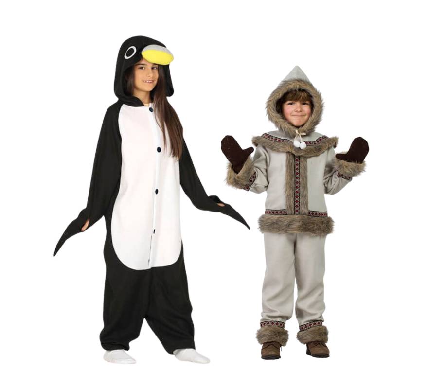 Par de pinguim e esquimó infantil
