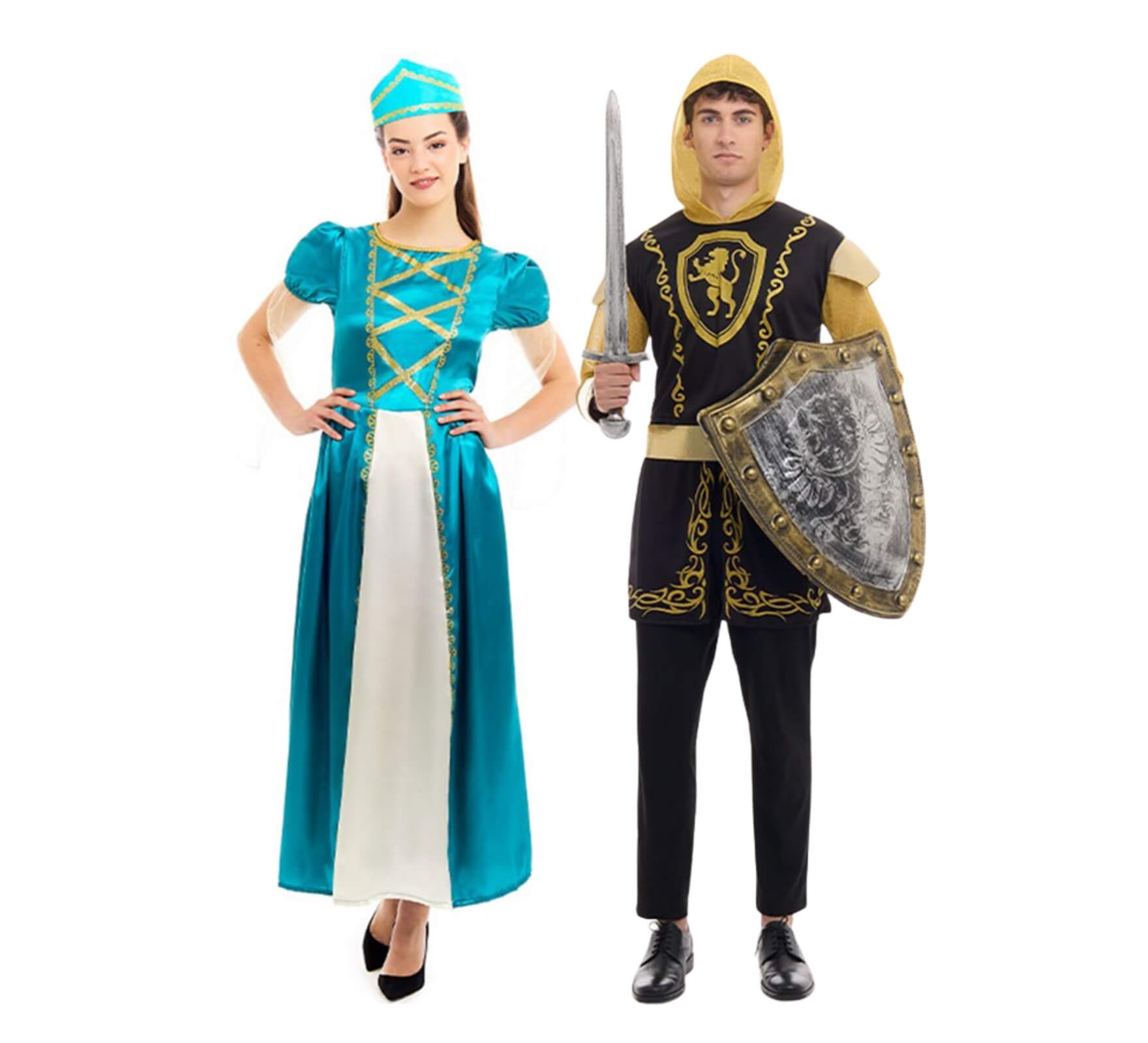Par de princesa e guerreiro medieval