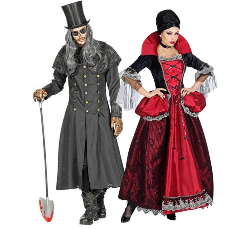 Par de vampiros góticos elegantes