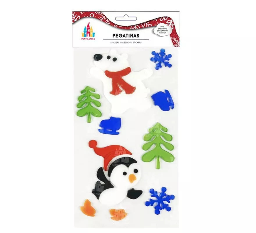 Translation missing: pt-PT.Pegatina con Gel Navidad Oso y pingüino de 15X25 cm