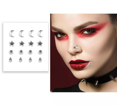 Adesivo piercing facial prateado