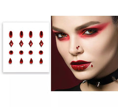 Adesivo piercing no rosto vermelho