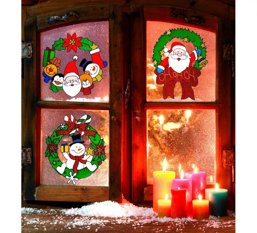 Translation missing: pt-PT.Pegatina Ventana Corona Navidad Surtida en 3 Modelos de 30 cm