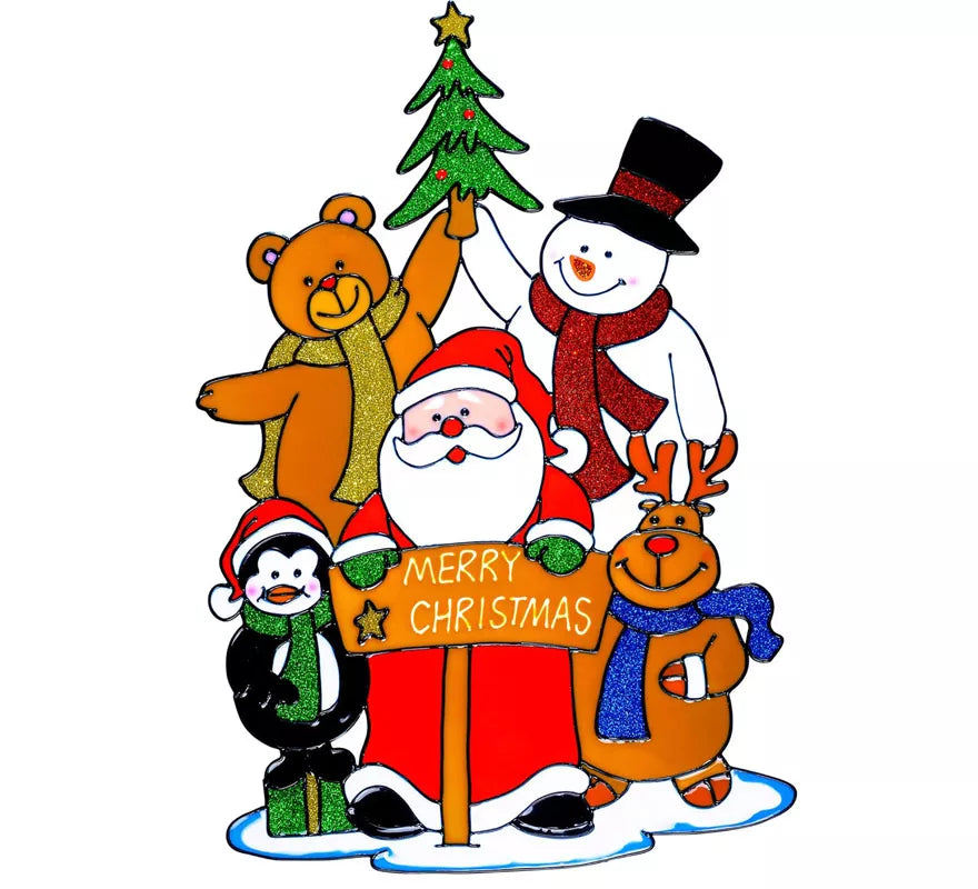 Translation missing: pt-PT.Pegatina Ventana Familia Papá Noel de 40 cm