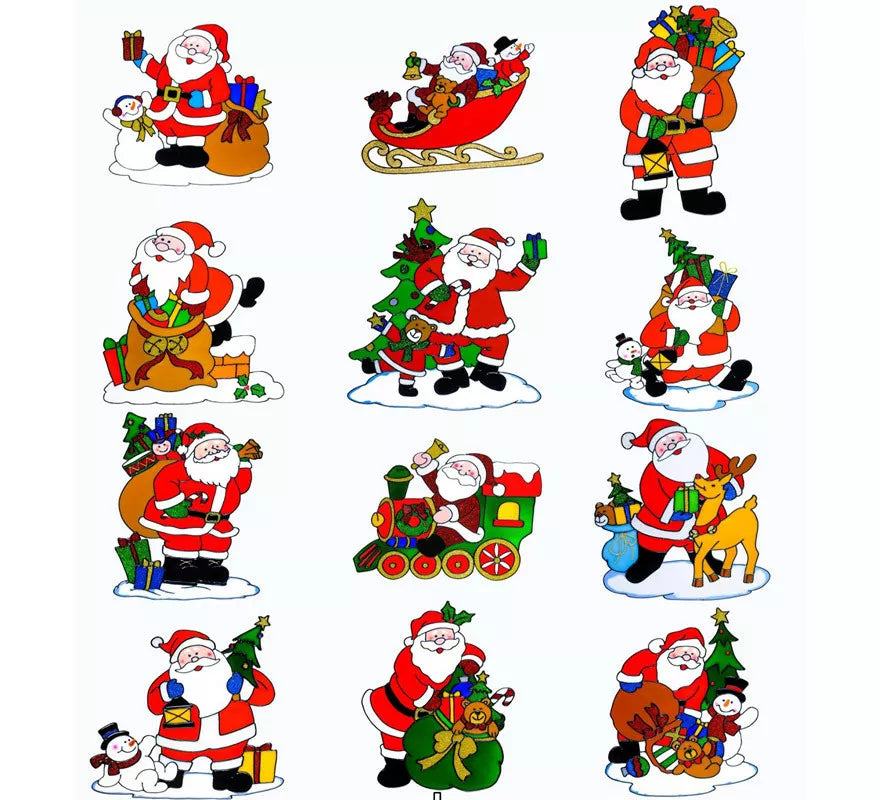 Translation missing: pt-PT.Pegatina Ventana Navidad Papá Noel Surtida en 12 Modelos de 30 cm