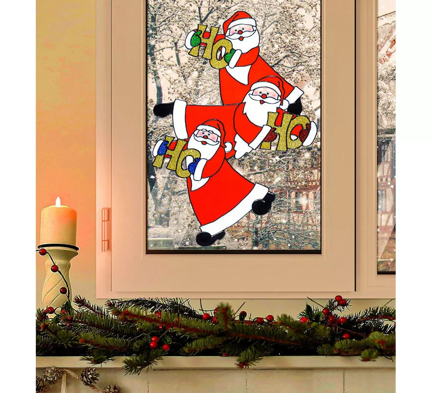 Translation missing: pt-PT.Pegatina Ventana Trío Papá Noel Vertical de 40 cm