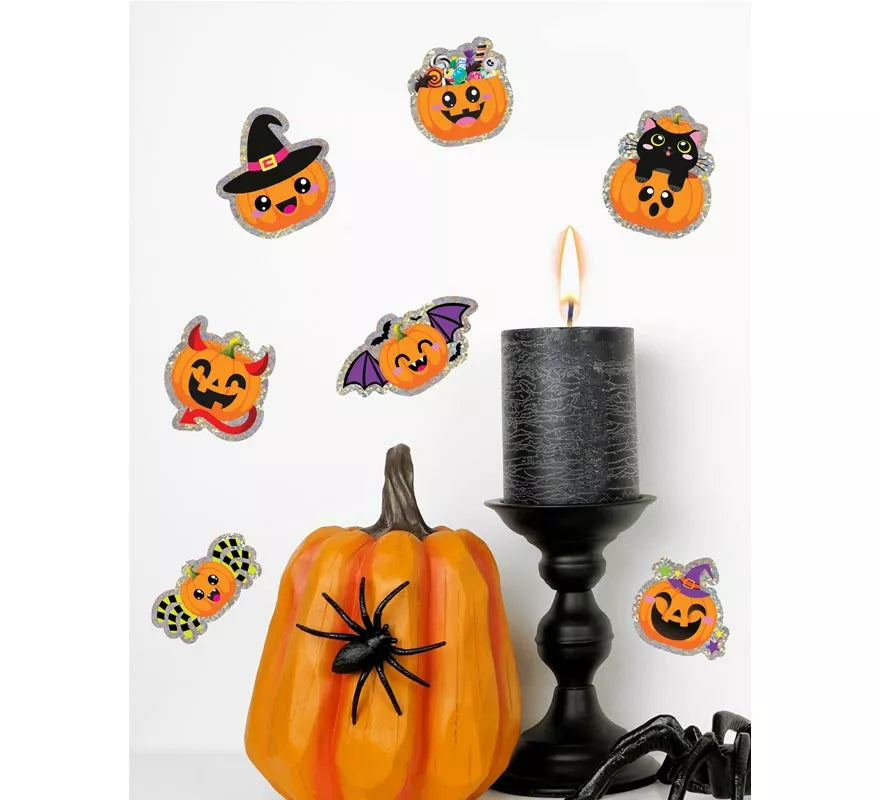 Translation missing: pt-PT.Pegatinas Calabaza Surtidas Halloween Holográficas