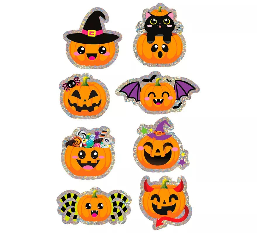Translation missing: pt-PT.Pegatinas Calabaza Surtidas Halloween Holográficas
