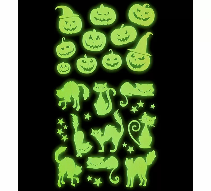 Translation missing: pt-PT.Pegatinas Calabazas y Gatos Fluorescentes de 21x15 cm