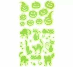 Adesivos fluorescentes de abóbora e gato 21x15 cm