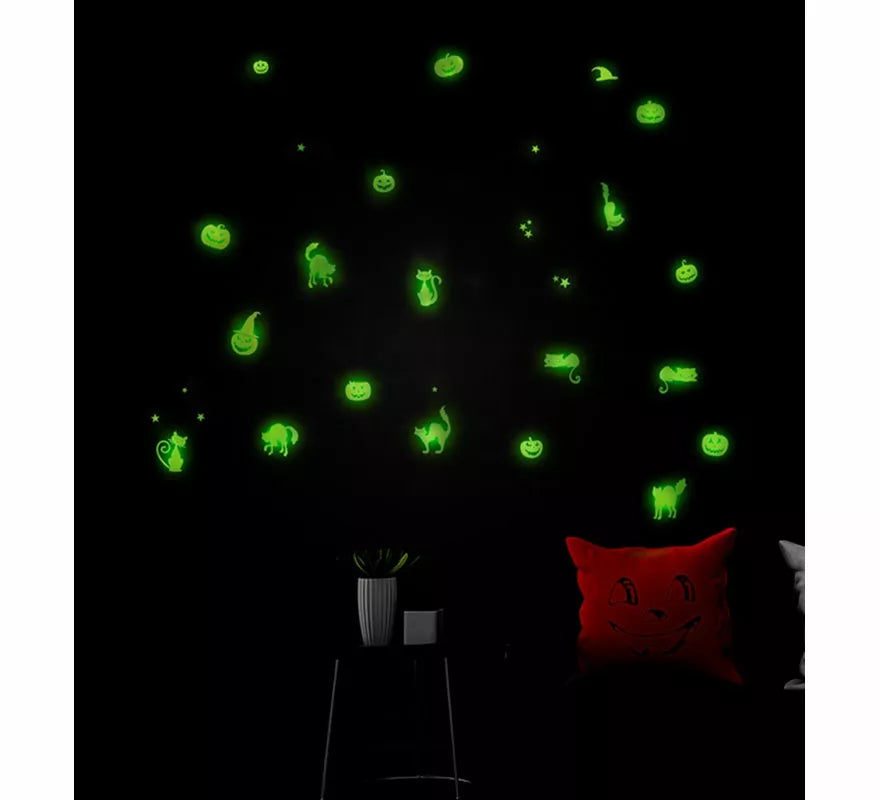 Translation missing: pt-PT.Pegatinas Calabazas y Gatos Fluorescentes de 21x15 cm