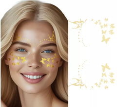 Adesivos faciais de borboleta dourada