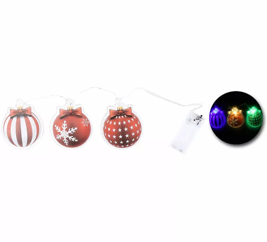 Pegatinas Gel Led 3 Figuritas Bolas de Navidad de 15x30 cm