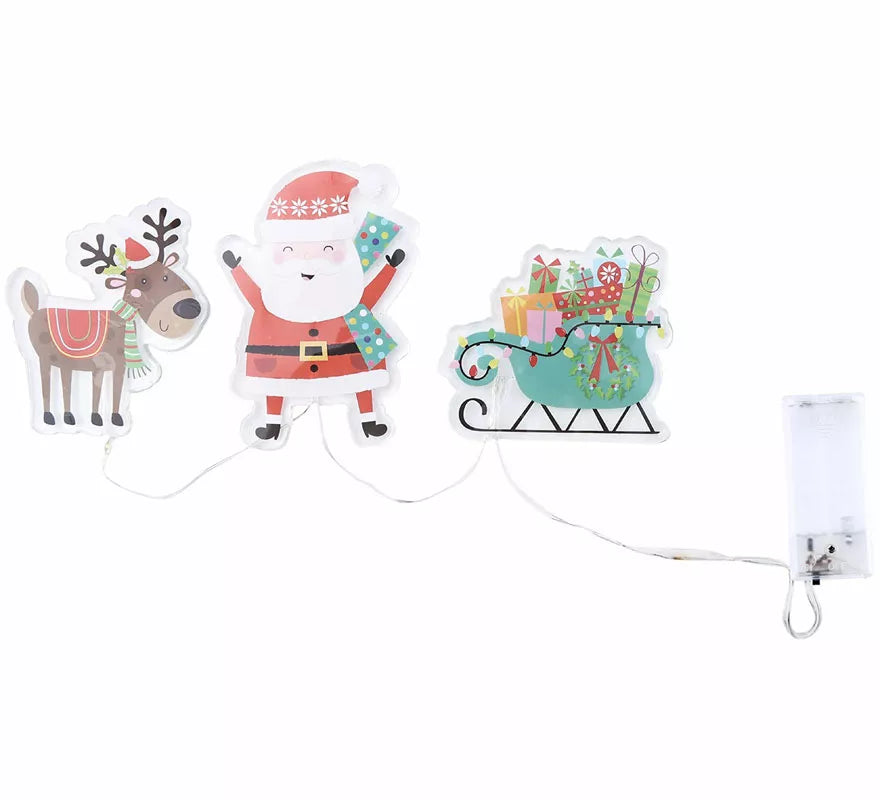 Translation missing: pt-PT.Pegatinas Gel Led 3 Figuritas de Papá Noel y Reno de 15x30 cm