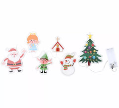 Adesivos de gel LED, 6 figuras natalinas divertidas, 15x35 cm