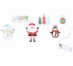 Adesivos de gel LED, 6 figuras de Feliz Natal, 15x30 cm