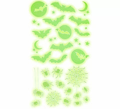 Adesivos fluorescentes de morcegos e aranhas 21x15 cm