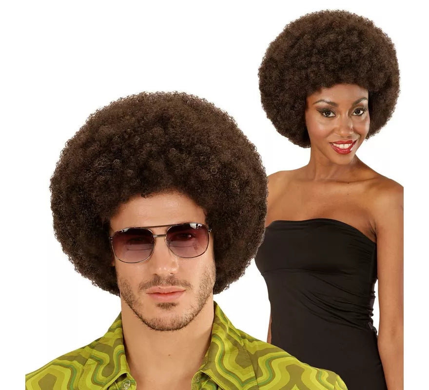 Translation missing: pt-PT.Peluca Afro castaña ajustable y lavable adulto