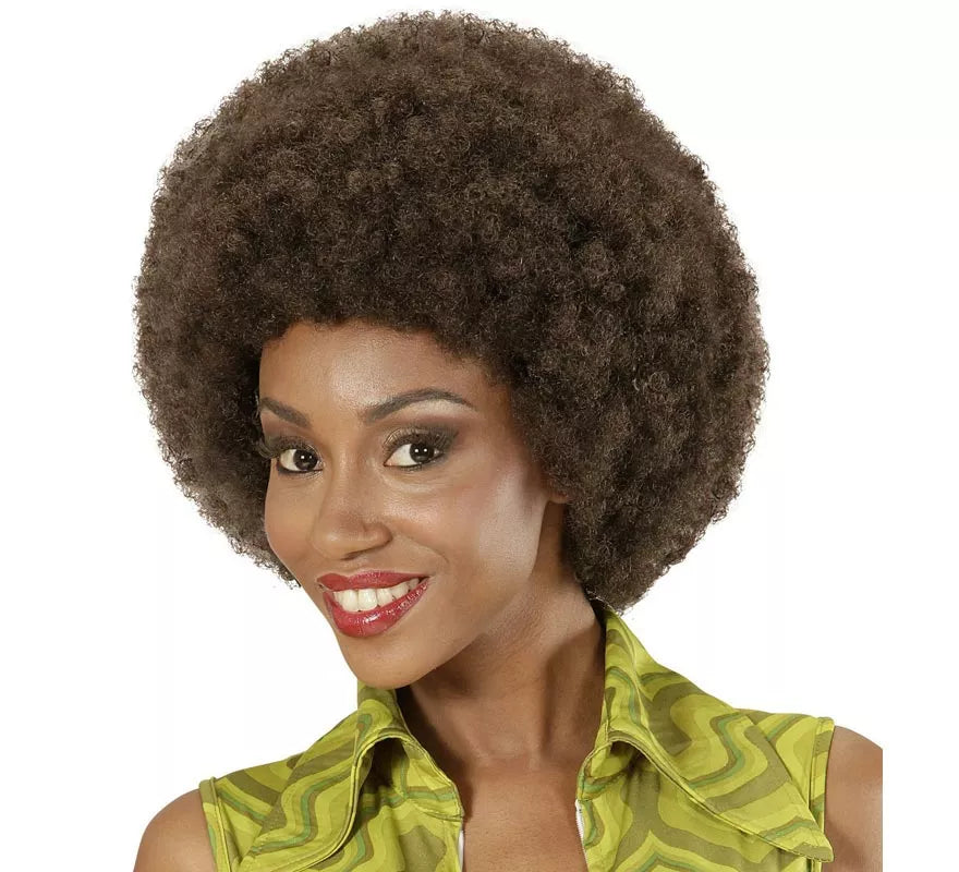 Translation missing: pt-PT.Peluca Afro castaña ajustable y lavable adulto