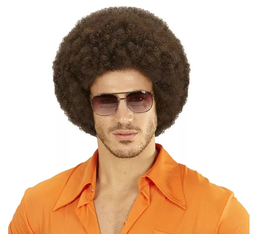 Translation missing: pt-PT.Peluca Afro castaña ajustable y lavable adulto