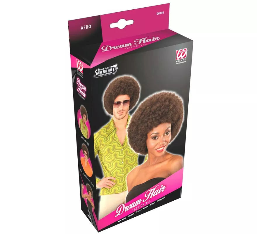 Translation missing: pt-PT.Peluca Afro castaña ajustable y lavable adulto