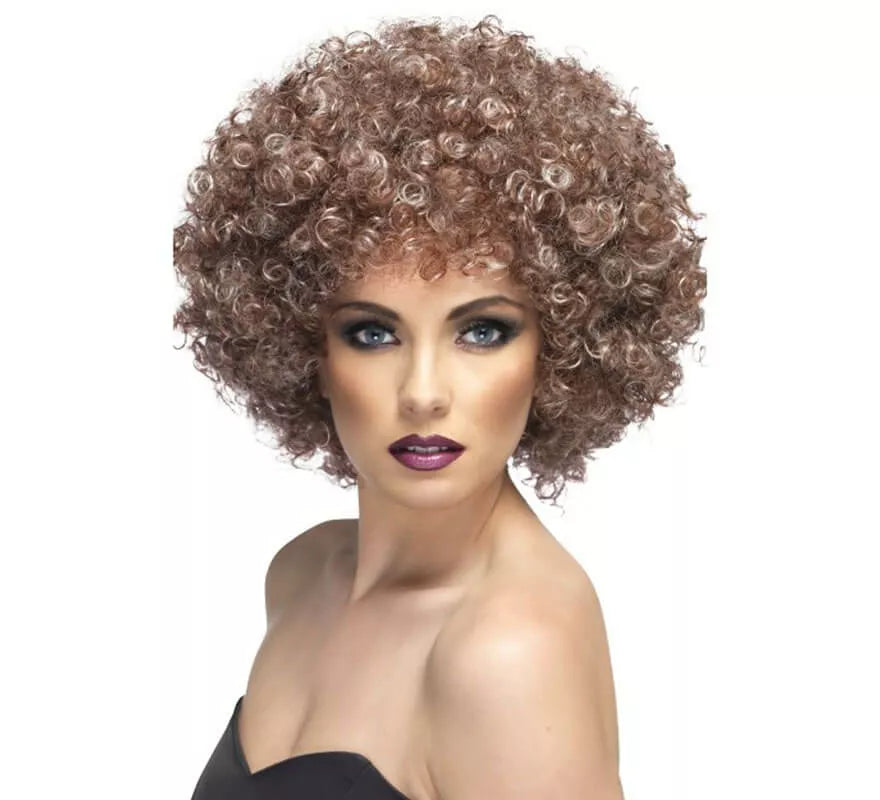 Translation missing: pt-PT.Peluca Afro color Castaño Cobrizo a mechas