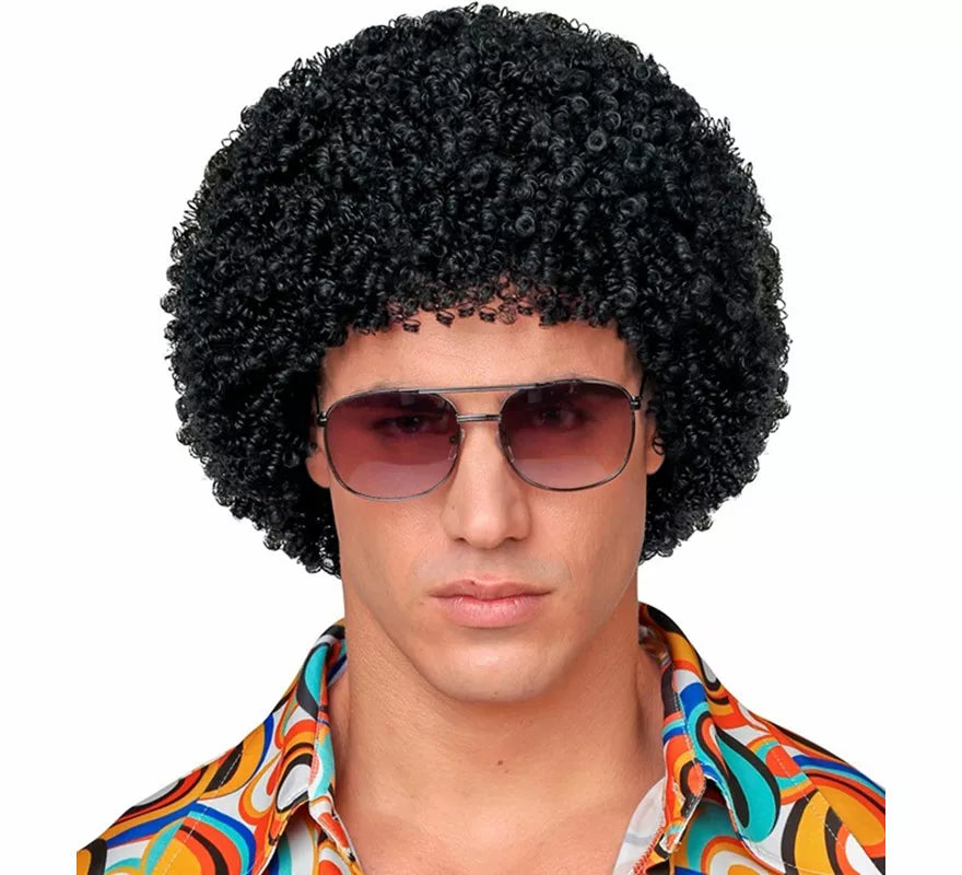 Peluca Afro Disco Años 70 negra