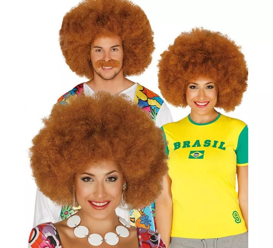 Translation missing: pt-PT.Peluca afro extra grande castaña