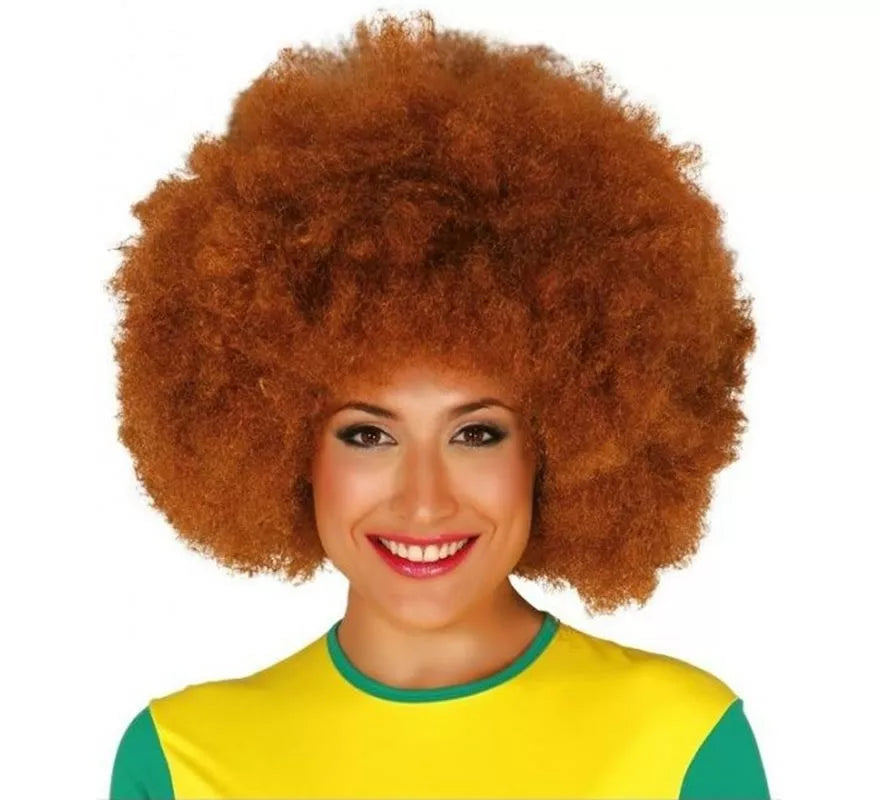 Peluca afro extra grande castaña