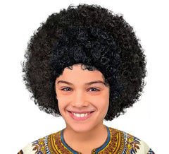 Peruca afro preta em bolsa infantil