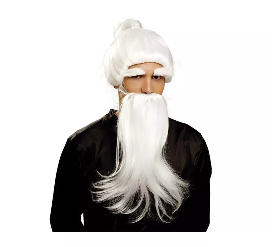 Translation missing: pt-PT.Peluca, barba y cejas de Fu Man Chu blanca