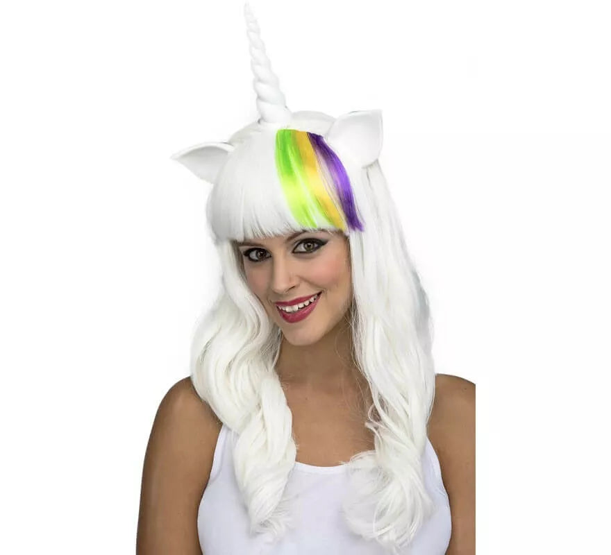Translation missing: pt-PT.Peluca Blanca de Unicornio con Cuerno y Orejas