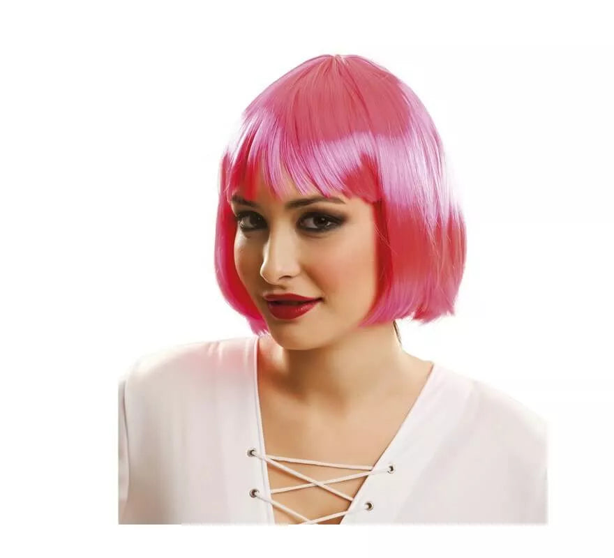 Translation missing: pt-PT.Peluca Cabaret rosa con flequillo