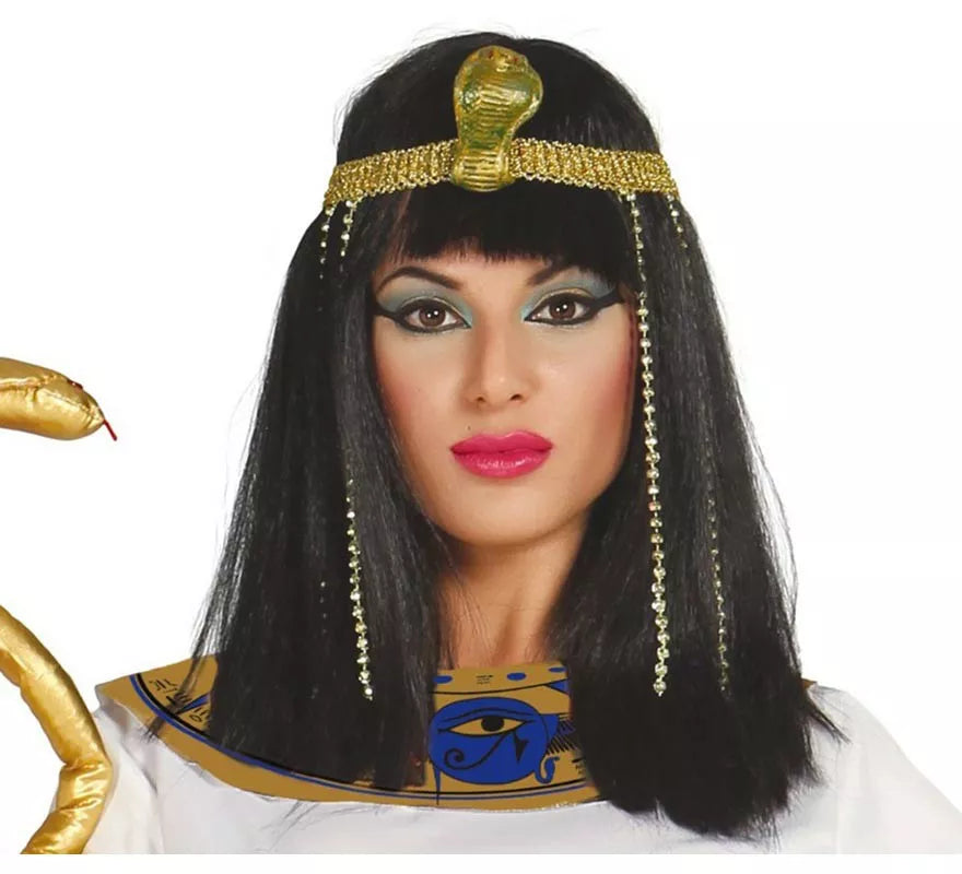 Translation missing: pt-PT.Peluca Cleopatra negra. Peluca morena c/ flequillo
