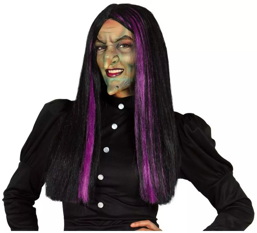 Translation missing: pt-PT.Peluca de Bruja con mechas lilas para Halloween