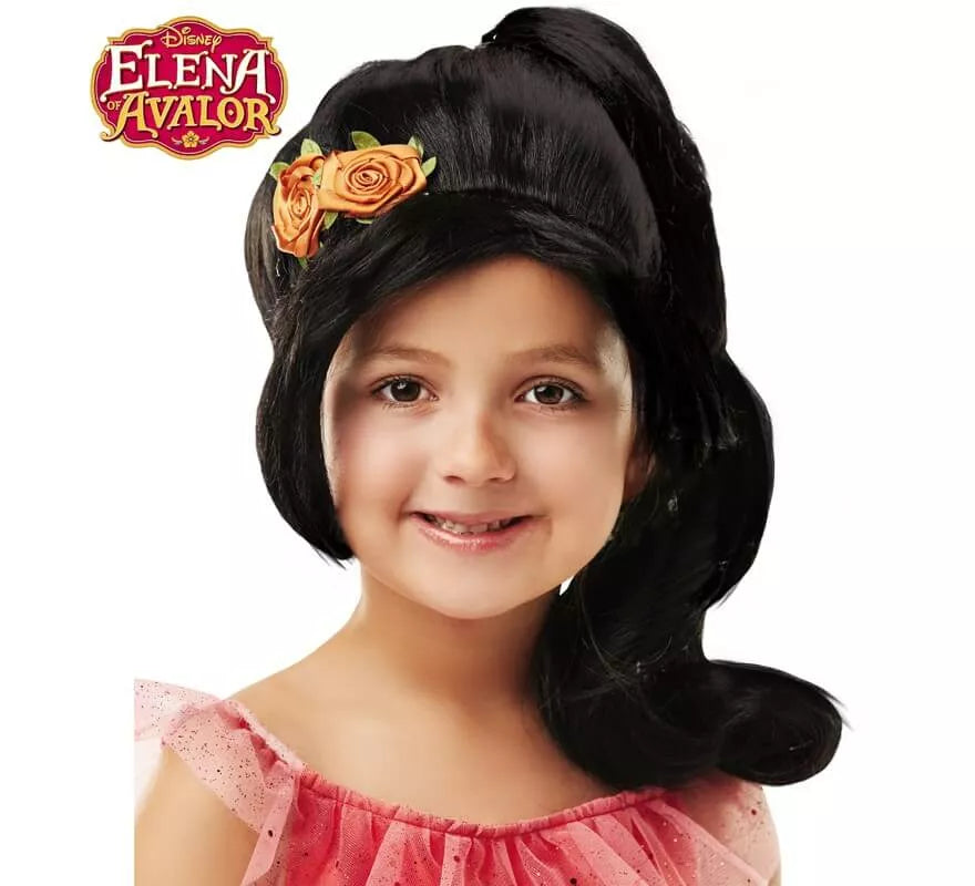 Translation missing: pt-PT.Peluca de Elena De Avalor con flor de Disney para niña